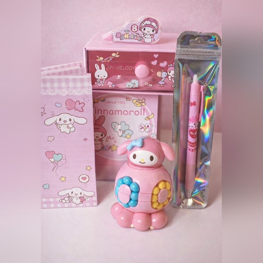 My Melody Pink Desk Gift Bundle – Drawer + Stationery Set – NWT